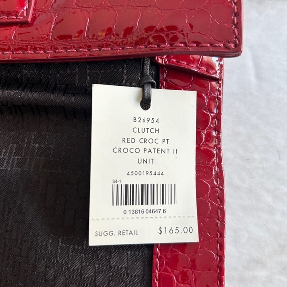 Cole Haan Red crocodile patent clutch purse, new with tag - Picture 5 of 8